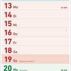 Kalender für September mit Feiertagen wie "Eidgenössischer Bettag, CH" am 19. und "Weltkindertag" am 20.