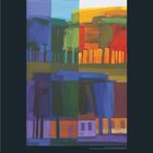 09. Zahlenreihe von 1 bis 30 unten. Illustration mit abstrakten, bunten Formen und vertikalen Linien.