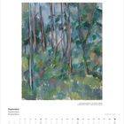 Septemberkalender mit Gemälde eines Waldes. Text: „September“, Gemäldetitel „Unterholz“, Paul Cézanne.