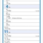 April-Kalenderseite mit Illustration von Carl Larsson, "Kersti im Schulhaushalt in Falun", oben. Feiertage: 7. Weltgesundheitstag, 23. Welttag des Buches.