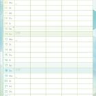 Kalender vom Juli mit Wochentagen und leeren Feldern. Oben steht "Juli". Grüner Hintergrund mit geometrischem Muster.