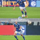 Text: "Vorjahresabbildung". Zwei Fußballspieler in blauen Trikots auf dem Spielfeld. Schalke-Logo sichtbar.
