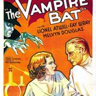 "The Vampire Bat", Namen: Lionel Atwill, Fay Wray, Melvyn Douglas. Illustration: Frau und Mann schauen sich an, gruselige Gestalt.