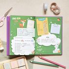"Das bin ich", "Ich heiße: Emilia", "Das kann ich:", "Ich bin:", kindliches Design mit Tieren und Farben.