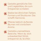 Texte: Tipps zur Gestaltung von gemütlichen und harmonischen Räumen. Hintergrund in sanften Farben mit kleinen Mustern.