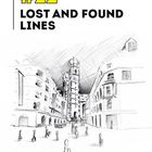 "#22 LOST AND FOUND LINES" steht in großer Schrift; darunter eine urbane Bleistiftskizze mit gehenden Personen.
