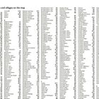 Index to towns and villages on the map. Eine alphabetische Liste von Ortsnamen mit entsprechenden Koordinatenangaben.