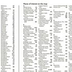 Weiße Liste mit schwarzen Texten. Überschrift: "Places of interest". Alphabetische Auflistung touristischer Orte und Sehenswürdigkeiten.