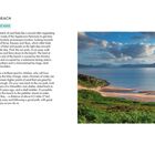 „The West Coast“, „Sand Beach“, „At least 30 mins“. Text beschreibt Strand und Umgebung. Foto zeigt Küste mit Wasser und Himmel.
