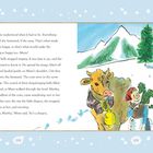 Text: „And then she understood what it had to be... 'he's a dragon,“

Illustration: Eine Kuh, ein Kind mit einem Drachen im Schnee vor Bergen.