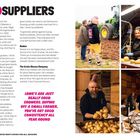SPUD SUPPLIERS, LOWE'S ARE JUST REALLY GOOD GROWERS. Vier Bilder: Menschen mit Kartoffeln, im Freien und in einer Lagerhalle.