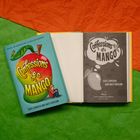 "Confessions of a Mango" auf einem Buchcover mit Illustration. Ein Kind lehnt an einer großen Mango.