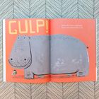 Text: "GULP! Before Mr. Stricter could finish, Bruno had swallowed him whole." Illustration eines großen, grauen Hippos.