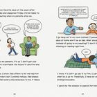 Links: Drei Personen sprechen über ein Meeting. Rechts: Ein Kind überlegt, was es tun soll, und benutzt ein Fernglas am Fenster.