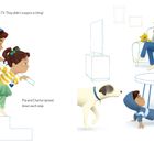 Zwei Kinder schleichen die Treppe hinunter, während die Eltern unbemerkt auf dem Sofa sitzen und TV schauen.