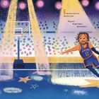 Text: "Everyone sees me like this now. Big gym. Bright lights. Basketballs." 

Illustration: Ein Spieler dribbelt einen Basketball.