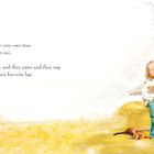 Texte: "They perch on a limb of their very own tree...", "Then they play and they purr..."

Illustration: Kind mit Flügeln, Katzen, gelbe Blätter.