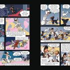 Das ist ein Comic mit einem Hund namens "Yorkshire Terror", der ein Held ist. Eine Person lobt ihn, sagt aber, er brauche keine Anerkennung, nur Gerechtigkeit. Der Comic zeigt eine Frau im Ritterkostüm, die mit Hunden interagiert. Es gibt eine dramatische Szene mit Texten wie "BAD DOGS!!" und "They're unstoppable!". Sie kämpft mit einem Schwert gegen Bösewichte. Die Hunde um sie herum sind begeistert von ihrem Erfolg und umarmen sie.