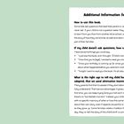 Zusätzliche Informationen für Eltern und Betreuer. Tipps, wie man das Buch verwendet und Kinderfragen anspricht.
