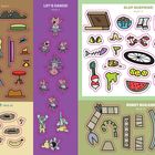 Texte: "HATS OFF! PAGE 8", "LET'S DANCE! PAGE 6", "SLOP SURPRISE! PAGE 17", "HEAD COUNT! PAGE 24", "ROBOT BUILDER PAGE 16". 

Bunte, comicartige Illustrationen von Hüten, Tänzern, Essen, Tieren und Roboterteilen.