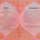 "Glossary" und "Acknowledgments" als Überschriften. Begriffe: Amma, aata, beta, bhai, chawal, kheer, malai gola, masala, Navratri, Pooja. Hintergrund in Rosa mit Blumenmustern.