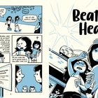 Comic mit zwei Mädchen im Einkaufszentrum. Sie essen Eis, diskutieren über Hitze und lesen ein Schild über geplante Stromausfälle.