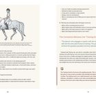 Text über Reiten und Pferdetraining, Illustration eines Reiters auf einem Pferd. Themen: Reflexion, Lernprozess, Harmonie.