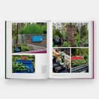 Auf einer Doppelseite sind Schilder mit „Gastronomie“ und „Acker“. Es gibt Hochbeete und Pflanzen in Töpfen.