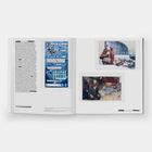 Links Fließtext, rechts zwei Fotos. Oben: Person mit Blumen bedeckt. Unten: Menschen an einem Tisch in warmen Farben.