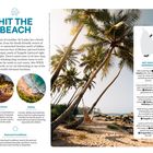 "Hit the Beach" in großen Buchstaben. Palmen am Strand mit Hängematte, Infos über Strände in Sri Lanka.