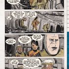 Comic in einem futuristischen Setting. Menschen in Raumanzügen sprechen über Hoffnung und Gefahr. Tunnelartiger Gang.