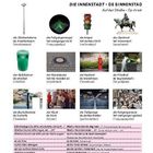 "Die Straßenlaterne, der Fußgängerampel, die Ampel, das Denkmal" mit Bildern von städtischen Objekten und Personen.