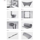 Aufgabe: "Schreiben Sie die korrekten Begriffe zu den Bildern." Bilder von Badutensilien mit leeren Beschriftungen.