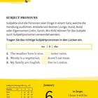 Texte zu Grammatik über Subjektpronomen und Lückentext. Kalender: Mittwoch, 6. Januar. Zitat: "to hope".