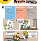 „Wie man mit Frauen spricht“, Wortschatz, Kommunikation, Grammatik; Cartoon mit Telefonat und Büro-Szene.