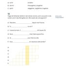 Texte: Verben verbinden, Verben einsetzen, Wortgitter. Gelbes Kästchen oben und bei Gitter. Links Lücken. Seite 53.