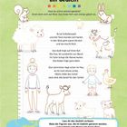 Ein Gedicht über Tiere auf einem Bauernhof bereitet auf Schlafenszeit vor. Umgeben von Tier- und Menschenillustrationen.
