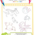 Titel: Land oder Wasser? Verschiedene Tierzeichnungen: Zebra, Wurm, Vogel, Krabbe, Qualle, Spinne.
