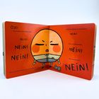 Texte: „Oje!“, „Nein!“, „Vielleicht will Keks Streusel kaufen?“ Illustration: Ein verärgerter Keks mit niedlichem Gesicht.