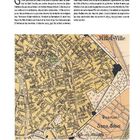 Text beschreibt die Anordnung von Fotografien und Werken in einem bestimmten Viertel. Unten eine farbige Stadtkarte.