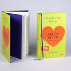 Zwei Bücher mit dem Titel "Alles Liebe" von Ronja von Rönne. Auf dem Cover ein rotes Herz auf gelbem Hintergrund.