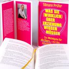 "Was Sie wirklich über Erziehung wissen müssen" von Tillmann Prüfer. Helles Buchcover, innen Text und Foto des Autors.
