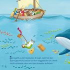 „Jona geht zu den Seeleuten“ sagt der Text. Ein Fallender über Bord, kleines Boot, viele Fische, und ein großer Wal.