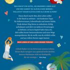 Text: Was macht ein gutes, gelingendes Leben aus? Unten: Eine Person beim Basketball, Umarmung, Sanduhr, Palmen.