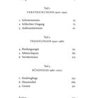Inhalt mit Prolog, drei Teilen und Epilog. Themen: Schwärmereien, Bindungsangst, Eindringlinge. Seitenzahlen inkludiert.