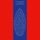 Ein länglicher blauer Block rechts durch einen roten Streifen begrenzt. Oben in Weiß: "Die 48 Gesetze der Macht".