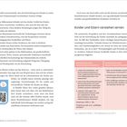 Texte: "Kinder und Eltern verstehen lernen", "Kennzeichen einer systemischen Perspektive". Beschreibung: Zwei Spalten, Textpassagen, QR-Code.