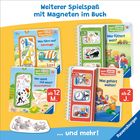"Weitere Spielspaß mit Magneten im Buch, ab 12 M., ab 2 J., und mehr! Mein ERSTES Magnetbuch, Mein GROSSES Magnetbuch." Illustration mit Kinderbüchern, Spielzeug und Tieren.