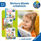 Bücher und Spiele in Kategorien: Klappen, Vorlesen, Erstleser, Sticker, Puzzles. Logos: Wieso Weshalb Warum und Ravensburger.