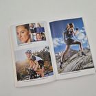 Linke Seite: „Meine Model-Sedcard vor dem Unfall“ und „Als Sportmodel mit dem Rennrad unterwegs in Südfrankreich“. Rechte Seite: Frau läuft in Bergen.